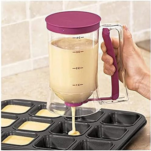 Cupcake Pancake Cookies Cream Dispenser Cake Mix Jug Baking Essentials Maker Cooking Tools Funnel Measuring cup Accessories (Purple)...