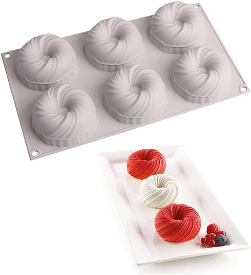 6 Cavity Swirl Shapes Silicone Cake Mold Form Chocolate Cookies Pudding Ice Cream Trays Pastry Baking Tools Bakeware Pan...