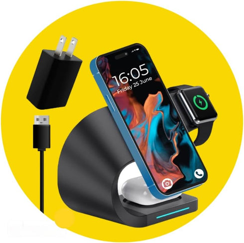 Mrkytplace 4 in 1 Faster Mag-Safe Wireless Charging Station for iPhone 14,13,12 Pro/Max/Mini/Plus, Apple Watch 8/7/6/SE/5/4/3/2 and Airpods 3/2/Pr...