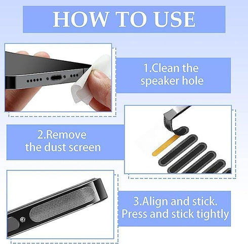 iPhone Speaker Dust Protector Stickers Set, Phone Speaker Protector Net with Cleaning Kit for Mobile Speaker Dust Protector Anti Dust Plug (24 Pie...