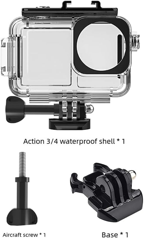 Waterproof Case for DJI Osmo Action 3 /Action 4 Camera Accessories, Underwater 45M/148FT Deep Diving Protective Shell Housing with Bracket Accesso...