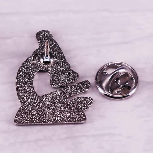 Silver Microscope Enamel Pin Brooch Metal Badge for Backpacks, scientific gift, scientist laboratory, medical biology jewelry gift...