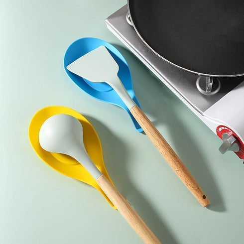 AKOAK Round Silicone Spoon Holder, Kitchen Utensil Holder - Pack of 1 (Yellow)...