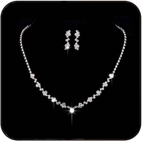 Jakawin Bride Wedding Silver Bridal Necklace Earrings Set Crystal Wedding Jewelry Set Rhinestone Choker Necklace for Women (Set of 3) (NK143-1)...