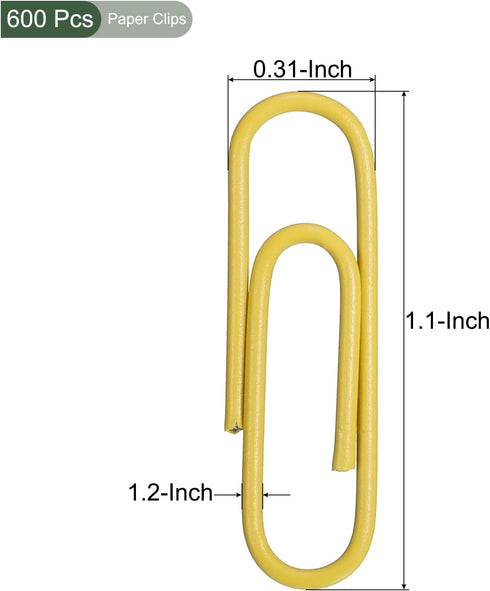 YOKIVE 600 Pcs Paper Clips, Office Clips Smooth Surface with Box | Keep Desk Neat, Great for Office, Art, Home, Daily Use (Yellow, 1.1-Inch)...