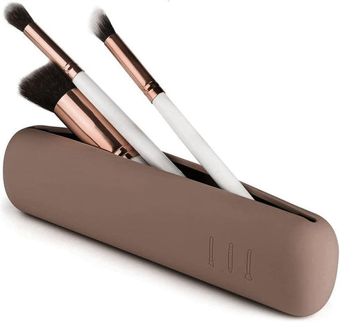Travel Makeup Brush Holder, Silicone Makeup Brush Holder, Travel Size Toiletries Silicone Make up Bag, Soft and Durable WaterProof Makeup Brush Ba...