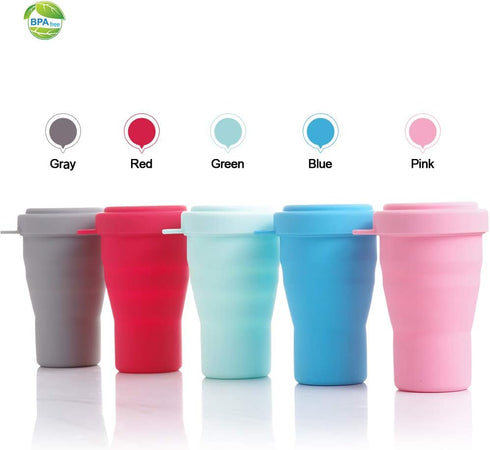 Silicone Collapsible Travel Cup for Outdoor Camping and Hiking Big Capacity With Lid (1 Pack) (Green)...