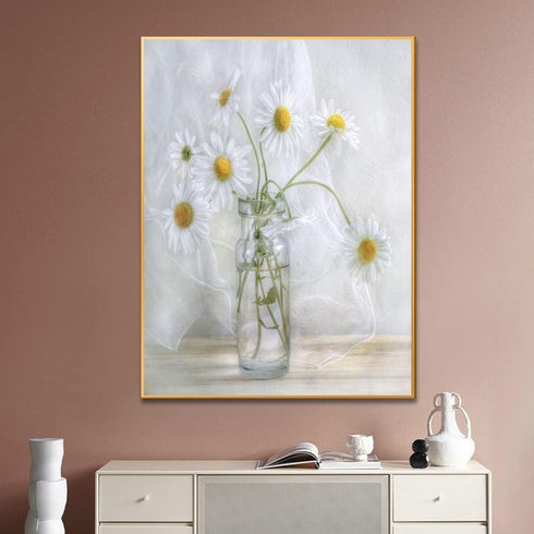 BOMUVI Paint by Numbers for Adults Beginner Paint by Numbers for Adults Daisy Paint by Number Kits Acrylic Painting White Flower Paint by Number K...
