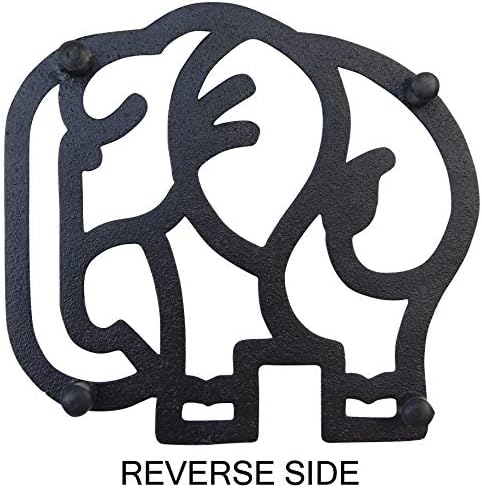 Elephant Cast Iron Trivet for Hot Pots & Kitchen & Dining Table, Elephant Gifts & Decor, Metal Wall Art, 2 or More for Set, Black, 6.6 x 6.1 Inche...