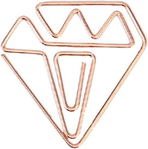 100Pcs Paper Clips, Rose Gold Paper Clips Cute Diamond Shaped Multifunctional Metal Small Planner Clips for Students Office Supplier Stationery...