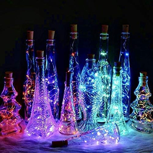 SmilingTown Wine Bottle Cork Lights 15Pack 10 LED 40 Inches Battery Operated Silver Wire Liquor Bottle Fairy Mini String Lights for Party Christma...