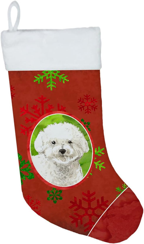 Caroline's Treasures CK4034CS Christmas Snowflakes Bichon Frise Christmas Stocking Fireplace Hanging Stockings Christmas Season Party Decor Family...