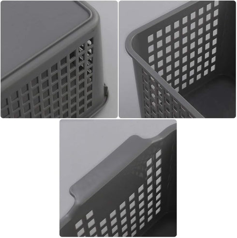 Sandmovie Gray Plastic Storage Baskets, 6 Packs...