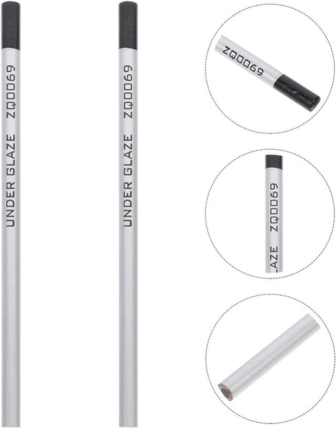 VICASKY Black Decor Black Pencils 2pcs Underglaze Pencil Pottery Decorating Pigment Pencils Fabric Marking Pencil For Stoneware Pottery Glass And ...