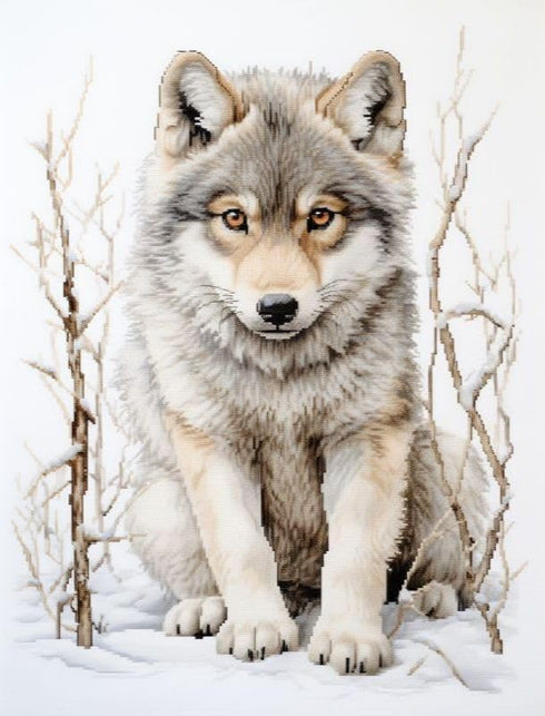 Cross Stitch Kits Counted Kit Cross-Stitching Pattern for Home Decor, 11CT Pre-Printed Fabric Embroidery Crafts Needlepoint Kit 40x50cm - White Wo...