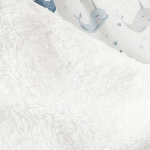 Lush Decor Narwhal Starfish Soft Sherpa Baby Blanket, 40" x 30", Blue...