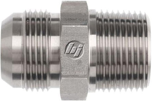 Brennan 2404-06-08 Steel JIC Flared Tube Fitting, Straight, 3/8" Tube OD JIC Male x 1/2-14 NPTF Male...