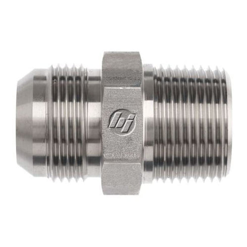 2404-06-12 Steel Straight Tube Fitting, 9/16"-18 SAE x 3/4"-14 NPTF Thread, 3/8" Male JIC x 3/8" Male NPTF...
