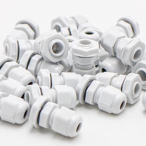 Nylon PA66 Cable Gland Connector,1/2"NPT Waterproof IP68 Cable Glands,Adjustable Locknut,for 6-12mm Outdoor Used in Junction Box (1/2"NPT,White,25...