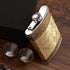 Golden pattern 8 Oz Gift 100% Stainless Steel(304/18-8 SS).Bonus 2 Shot Glass+1Funnel+1Giftbox.Flask Leak Proof Tested.Flask for Liquor/Alcohol.Fl...