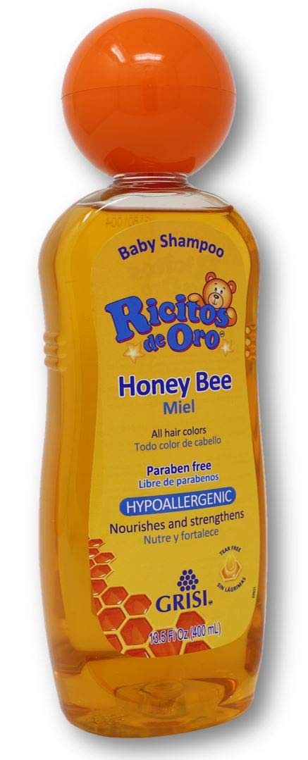 Honey Bee Ricitos de Oro Shampoo| Baby Shampoo with Pop-Up Rattle Cap, Paraben Free Product for Baby’s Delicate Hair; 13.5 Fl...