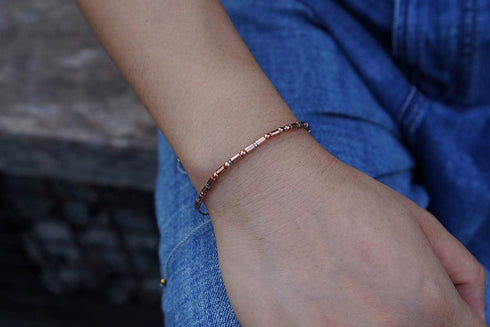 RareLove Aunt Morse Code Bracelets Best Aunt Christmas Gift Women Rose Golden Beads Grey String Bracelet...