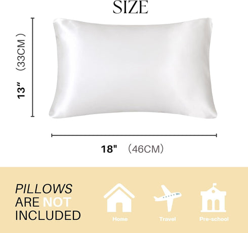 Silky Satin Toddler Pillowcases Set of 2, Super Soft Travel Pillow Covers, Small Kids Pillow Cases with Envelope Closure, 13"x 18", Ivory...