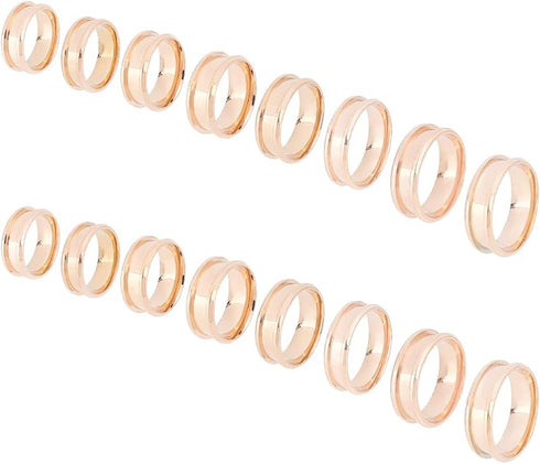 UNICRAFTALE 16pcs Rose Gold Blank Core Ring 8 Sizes Stainless Steel Finger Ring for Inlay Round Grooved Empty Ring Blanks with Velvet Pouches for ...