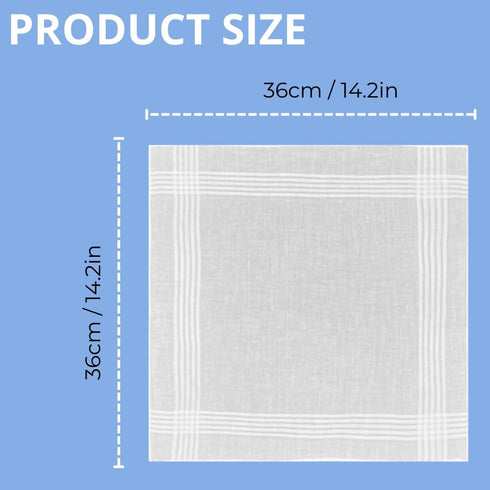 12 Pack Men's Handkerchiefs White Handkerchiefs for Men Solid Color Mens Hankies Gents Hankerchieves with Stripe for Wedding Party...
