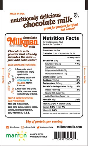 MILKMAN Chocolate Milk Powder - Dry Milk Powder - Real Milk, Real Convenient with 18g of Protein - Contains Vitamins A&D, Natural Dry Milk - Shelf...