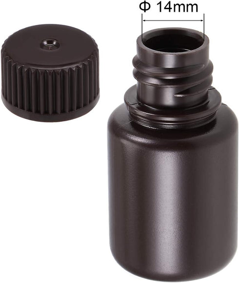 uxcell Plastic Lab Chemical Reagent Bottle 25ml/0.85oz Small Mouth Sample Sealing Liquid Storage Container Brown 10pcs...