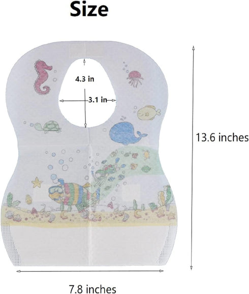 30 PCS Disposable Baby Bibs, Portable Infant Feeding Toddler Bibs, Adjustable Bibsters Bibs for Drool Leakproof, Breathable Bear Travel Baby Bibs ...