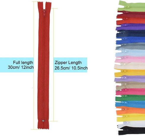 60 Pcs 12 Inches Nylon Coil Zippers Sewing Zippers for Tailor Sewing Crafts (Red)...