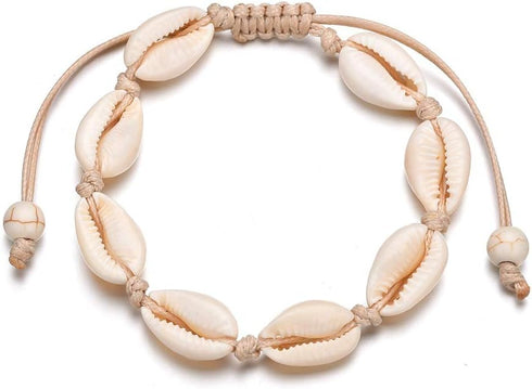 COLORFUL BLING 2 Pieces Handmade Boehmia Natural Cowrie Shell Anklet Seashell Ankle Bracelet Boho Beads Hawaii Foot Jewelry...
