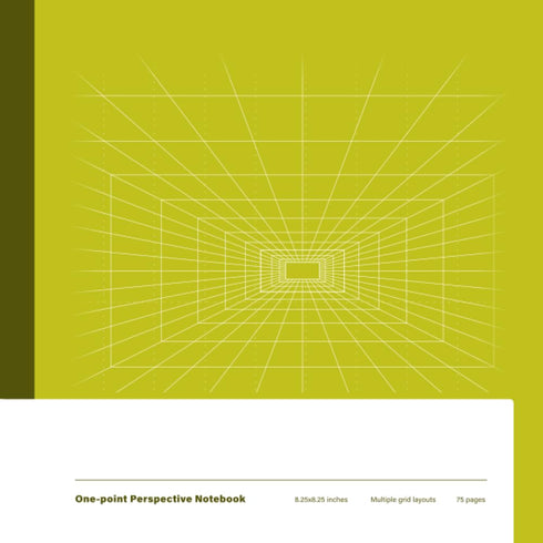 One-point Perspective Notebook: Sketchbook of 1-point perspective grid paper for 3d drawing...