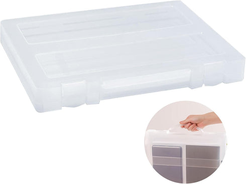 Marte Vanci Plastic Storage Box with Lid Portable A4 File Box with Handle Clear Project Case Bin A4 Letter Paper Document Organizer Storage Contai...