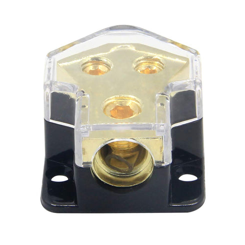 2 Way Power Distribution Block, 0/2/4 AWG Gauge in, 4/8/10 Gauge Out, Car Audio Stereo Amp Distribution Connecting Block for Audio Splitter (2Way)...