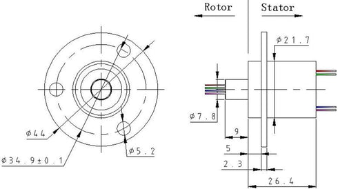 Taidacent 3 Wires 4 Wires 5A 10A 15A 30A Electrical Slip Ring Collector Ring Rotary Electrical Contact Joint Rotary Connector Commutator (3 Wires ...