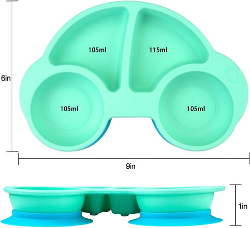 Qshare Toddler Plates, Portable Baby Plates for Toddlers, BPA-Free Strong Suction Plates for Toddlers, Dishwasher and Microwave Safe Silicone Plac...