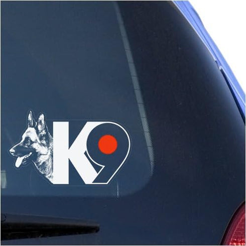 K9 German Shepherd Clear Vinyl Decal Sticker for Window, Police Dog Warning Guard Sign Art Print...