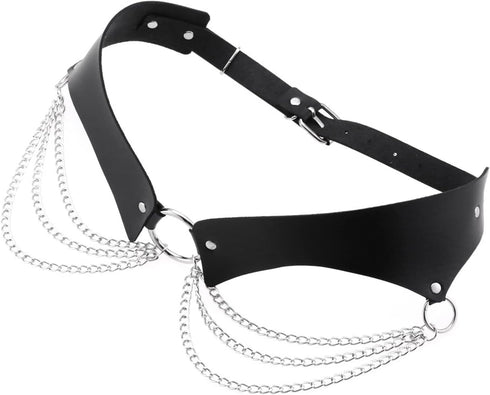 Women Girls Punk Leather Waist Belt Adjustable Goth Leather Body Waist Belt Accessories Belt...