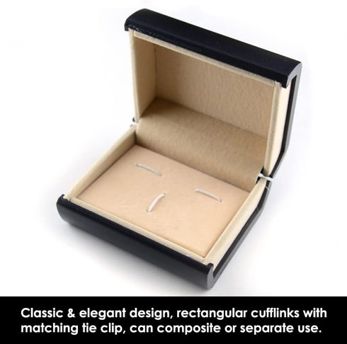 Patty Both Deluxe Cufflink Tie Clip Cuff Links Storage Gift Box Jewelry Display Case (Black)...