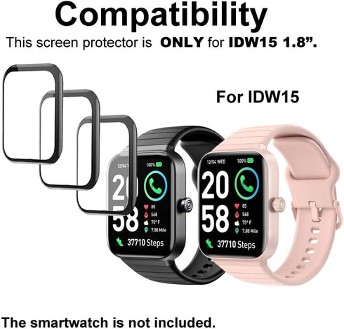 3D Screen Protector Compatible with SKG V7 Cyber and IDW15 1.8” Fitpolo Smart Watch...