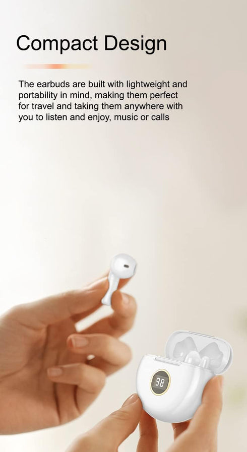 in-Ear Wireless Bluetooth 5.1 Headphones, Earbuds IPX7 Waterproof with Microphone Rechargeable USB C Case with Round LCD Display for Smartphones A...