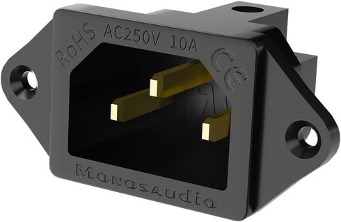 Monosaudio Gold Plated AC Power Socket 250V 10A IEC 320 C14 Panel Mount Plug Adapter Power Connector Socket Screw Mount 3 Pins Inlet Male Power Pl...
