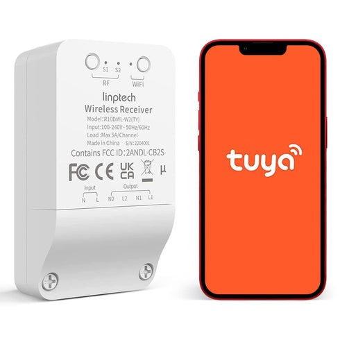 Smart Wi-Fi Light Switch, 2 Channels Linptech Wireless Relay Switch Tuya App Remote Control Voice Control Home Automation Timer Compatible with Al...
