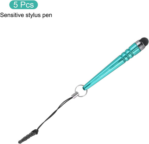 MECCANIXITY 5pcs Metallic Stylus Pen for Touch Screens Aluminum Alloy Mini Metal Capacitive Pens for Universal All Touchscreen Devices, Light Blue...