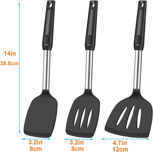 Spatula Set Silicone Spatula Heat Resistant Spatulas for Nonstick Cookware Rubber Spatula Turner Fish Wok Spatula, Large Nonstick Silicone Egg Spa...