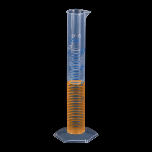 uxcell Plastic Graduated Cylinder, 25ml Measuring Cylinder, Test Tube Beakers, 2-Sided Metric Marking, Clear Hex Base for Lab Home 10Pcs...