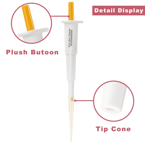 ONiLAB Mini Fixed Volume Pipette Manual Single Channel Pipettor, Laboratory Micro Pipette ?Micropipette Volume 50?l Orange...